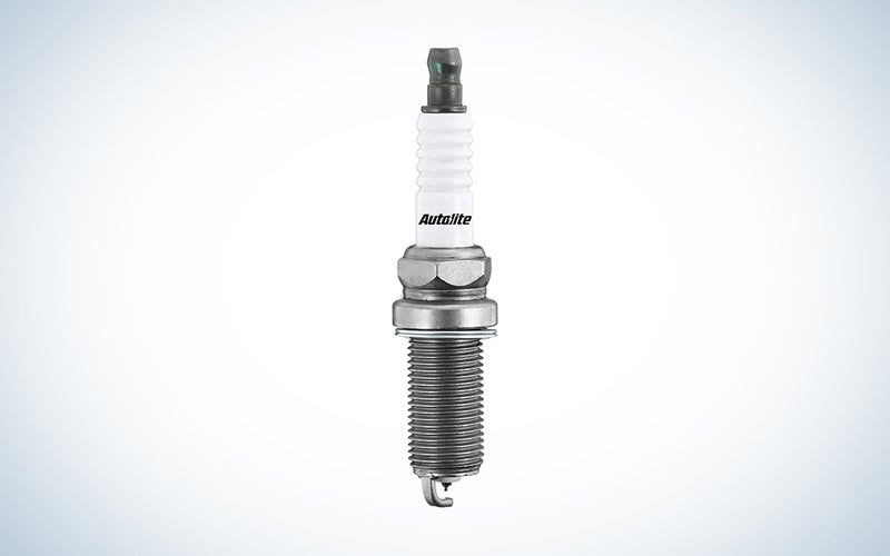 Autolite Iridium XP Automotive Replacement Spark Plugs over a white gradient