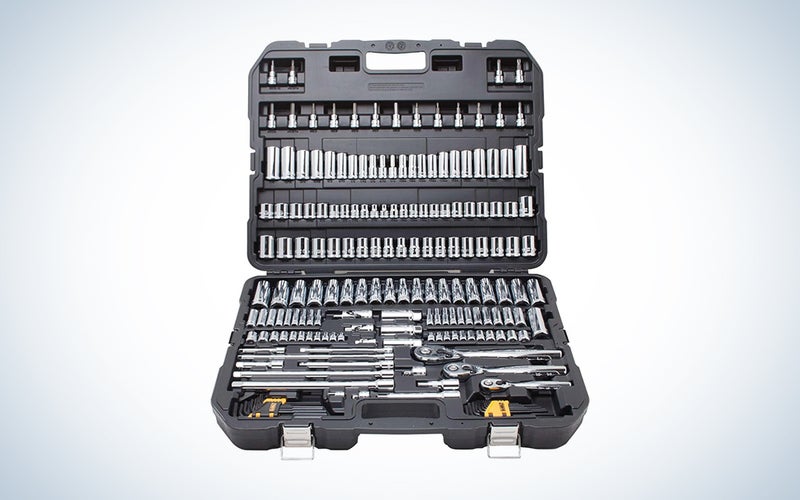 A 192-piece DeWalt tool set on a plain background