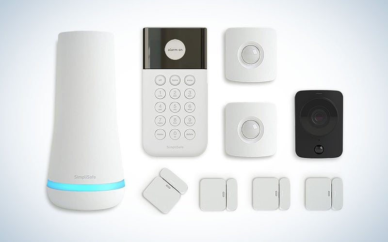 A 9-piece SimpliSafe set on a plain background